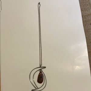 Elegant Silver and Brown Pendant Necklace